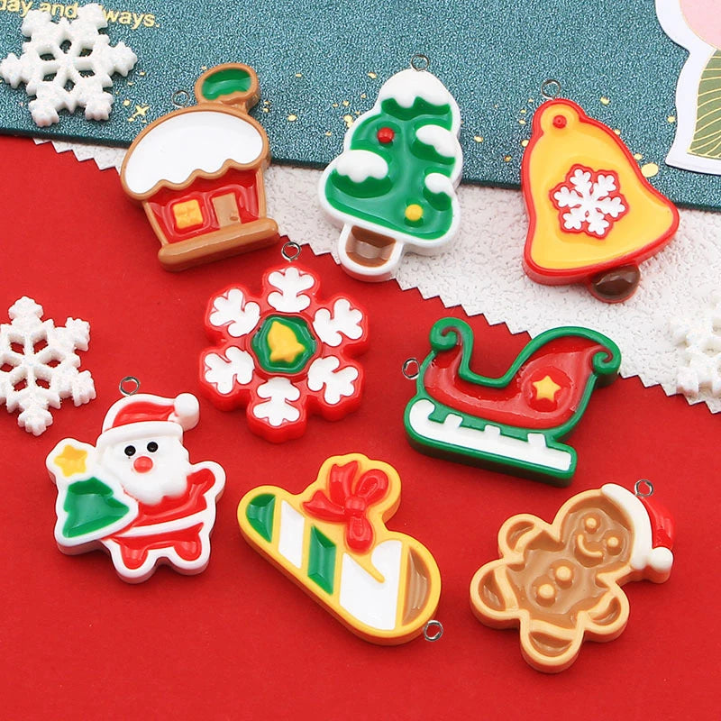 100pcs Christmas Resin Charms for Jewelry Making Accessories
