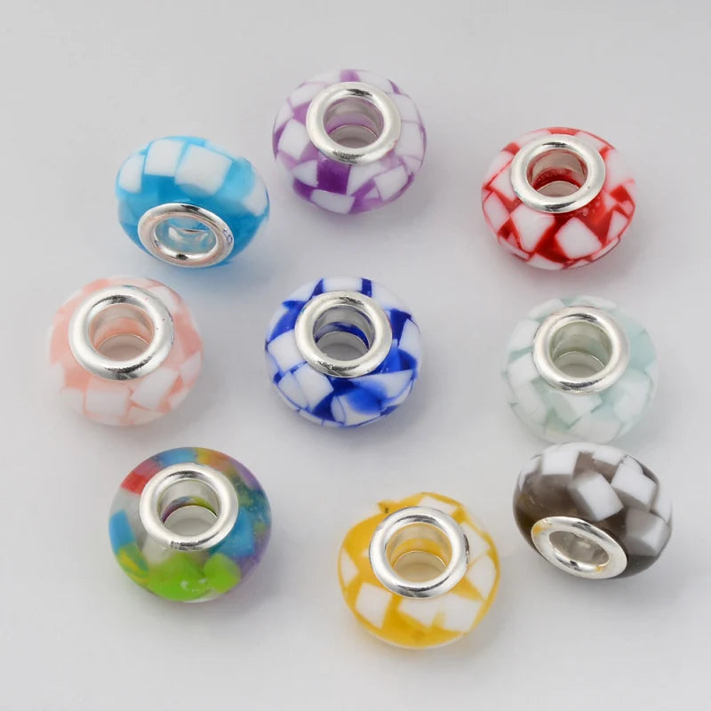 100pcs Resin European Beads Charm Large Hole Beads