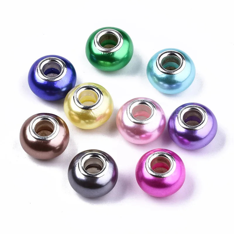 100pcs Resin European Beads Pearl Style for Jewelry Making DIY Craft