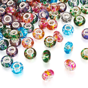 100pcs Resin European Beads Large Hole Rondelle Spacer Beads for Jewelry Making
