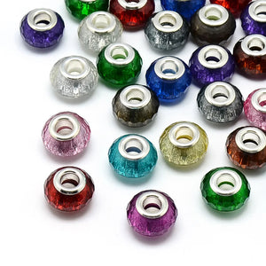 100pcs Resin European Beads Large Hole Rondelle Faceted Bead