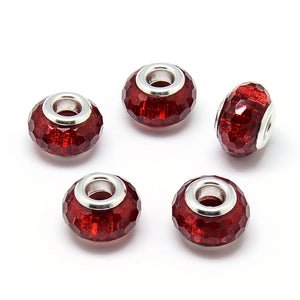 100pcs Resin European Beads Large Hole Rondelle Faceted Bead