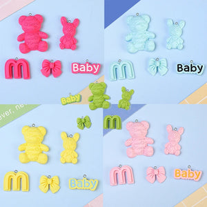 100pcs Resin Cartoon Bear Rabbit Pendants for Jewelry Making