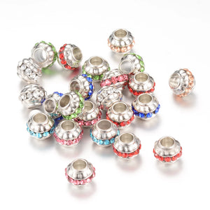 100pcs Rhinestone European Beads Large Hole Beads CCB Plastic Spacer Beads