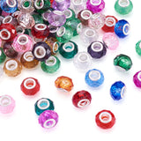100pcs Faceted Glass European Beads Double Cores for DIY Bracelet