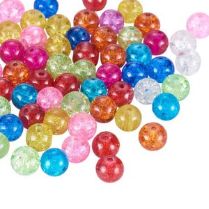 100pcs 8mm Crackle Glass Beads Mixed for DIY Jewelry Making