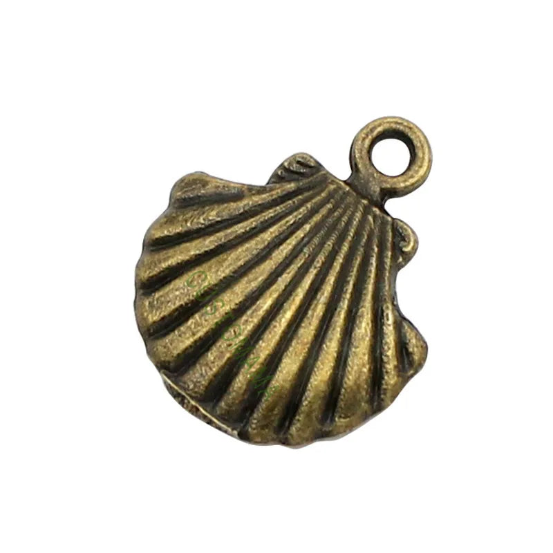100pcs Antique Bronze Clam Shell Charm Pendant 18x16mm