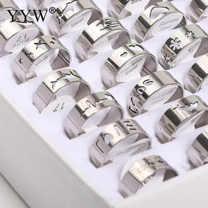 100pcs Titanium Steel Finger Ring Set Mixed Styles Will Not Fade