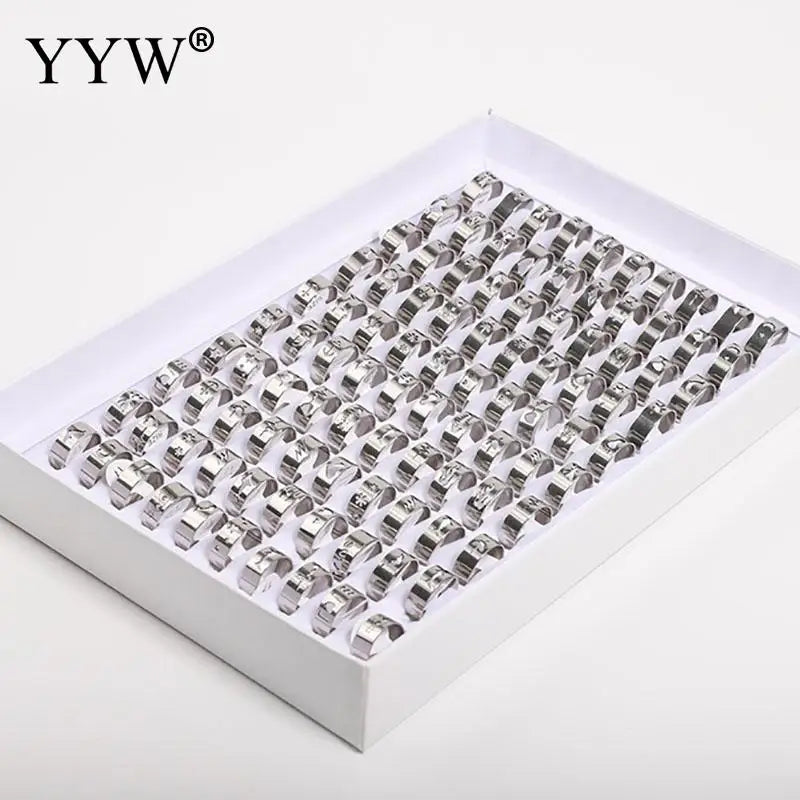 100pcs Titanium Steel Finger Ring Set Mixed Styles Will Not Fade