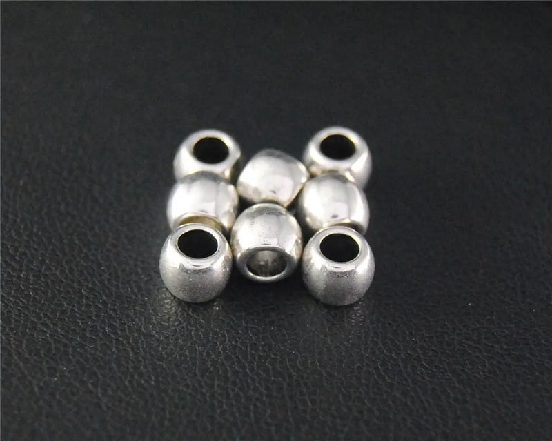 100pcs Silver Spacer Beads Round Charm DIY Metal Jewelry Making 5x6mm