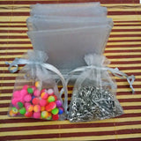 100pcs Silver Grey Organza Bags Wedding Christmas Gift Bag