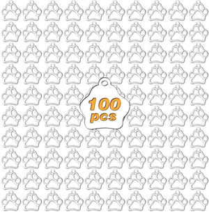 100pcs Silver Dog Paw Prints Charms Tibetan Alloy Animal Footprint Pendants