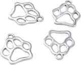 100pcs Silver Dog Paw Prints Charms Tibetan Alloy Animal Footprint Pendants