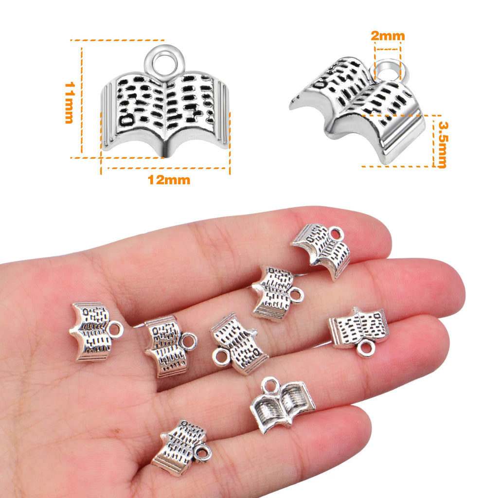 100pcs Silver Plated Bible Charms for DIY Jewelry Making