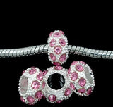 100pcs Pink Rhinestone Spacers Beads for Charm Bracelets