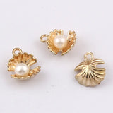 Alloy Shell Pendant with 6mm Pearl - Pack of 100