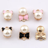 Q Version Bow Pearl Drop Oil Pendants Earrings Accessories 10mm