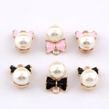 Q Version Bow Pearl Drop Oil Pendants Earrings Accessories 10mm