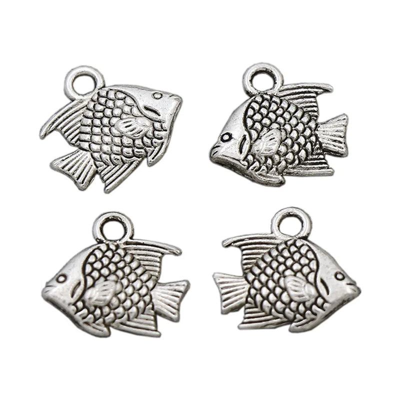 100pcs Small Fish Charm Beads Tibetan Silver Pendants L062