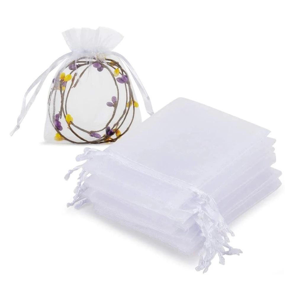 100 Small Organza Bags Colorful Drawstring Pouches for Jewelry Candy Party Favor
