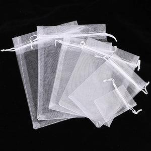 100pcs Organza Bags Drawstring Jewelry Packaging Wedding Party Christmas Gift