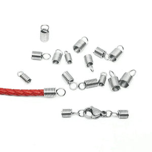 100pcs Stainless Steel Spring Coil End Beads Crimp Cap for DIY Bracelet