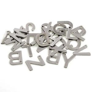 100pcs Stainless Steel Letter Charms Alphabets Pendants DIY Jewelry Making