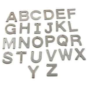 100pcs Stainless Steel Letter Charms Alphabets Pendants DIY Jewelry Making