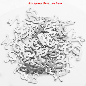 100pcs Stainless Steel A-Z 26 Alphabet Letter Charms Random Mix Pendant