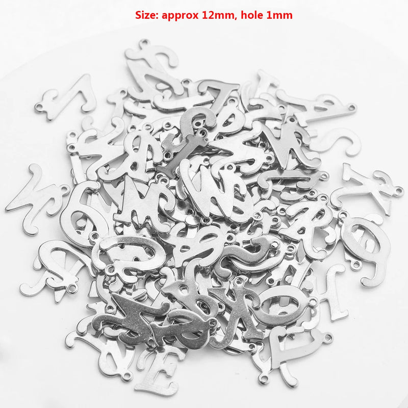 100pcs Stainless Steel A-Z 26 Alphabet Letter Charms Random Mix Pendant