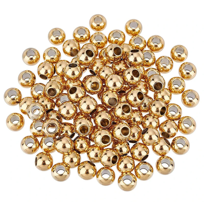 100pcs Stainless Steel Beads 2-8mm Big Hole Spacers for Jewelry Making DIY