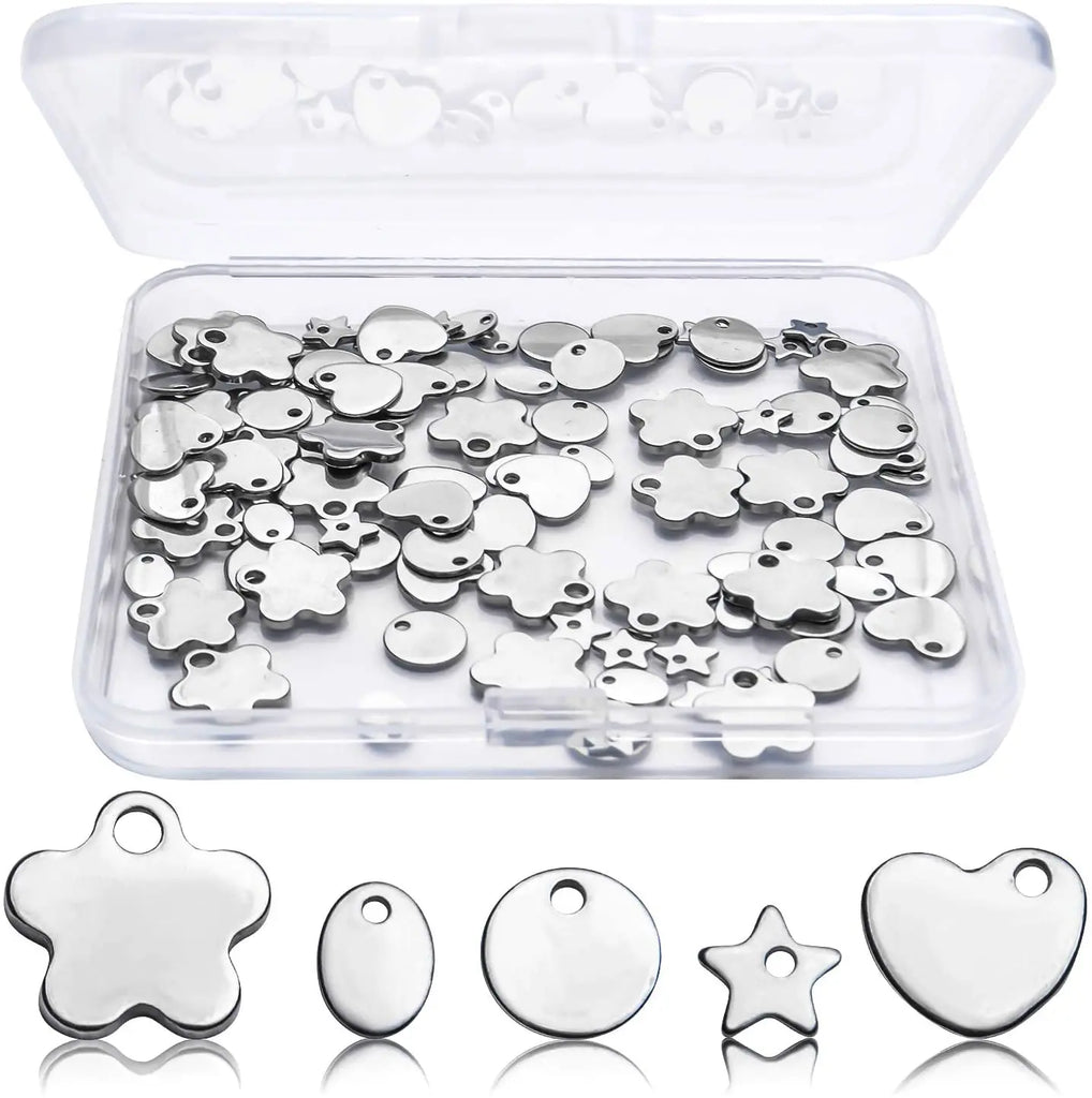 100pcs Stainless Steel Blank Tag Pendants for DIY Crafts Jewelry Making