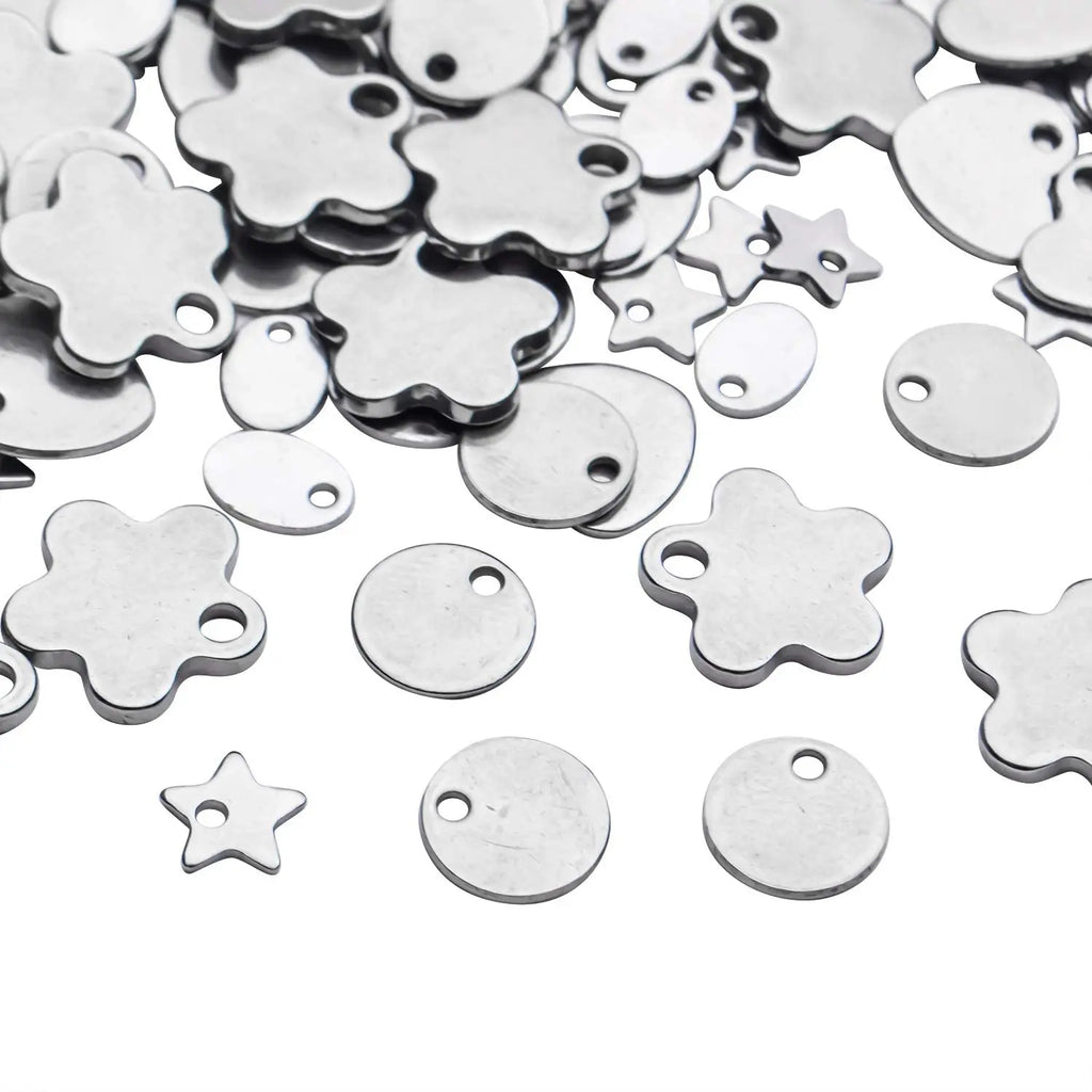 100pcs Stainless Steel Blank Tag Pendants for DIY Crafts Jewelry Making