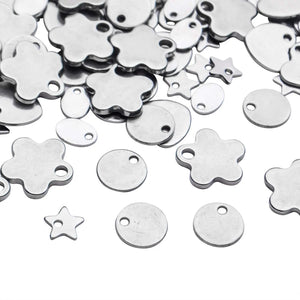 100pcs Stainless Steel Blank Tag Pendants for DIY Crafts Jewelry Making
