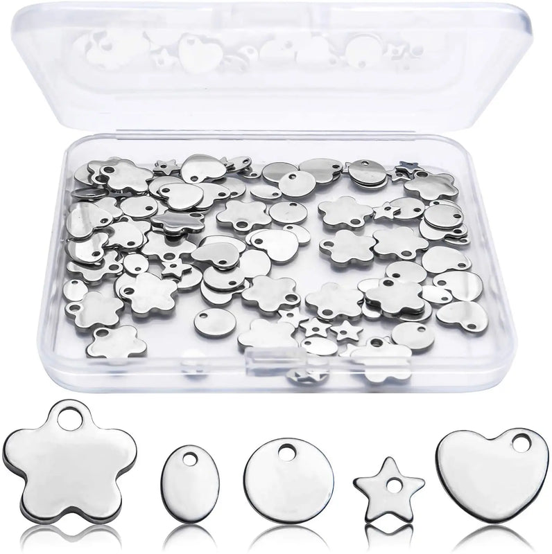 100pcs Stainless Steel Blank Tag Pendants for DIY Crafts Jewelry Making