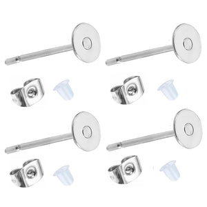100 Stainless Steel Earring Posts with Backs for Jewelry Making
