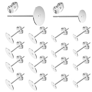 100 Stainless Steel Earring Posts with Backs for Jewelry Making