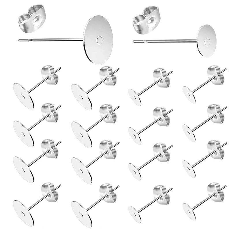 100 Stainless Steel Earring Posts with Backs for Jewelry Making