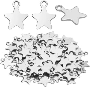 100pcs Stainless Steel Pentagram Star Charms for DIY Jewelry Making