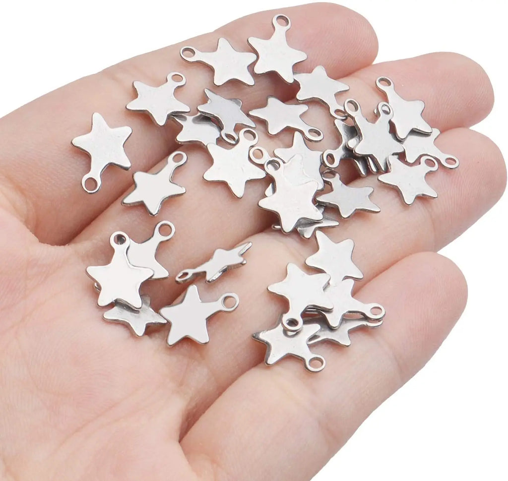 100pcs Stainless Steel Pentagram Star Charms for DIY Jewelry Making