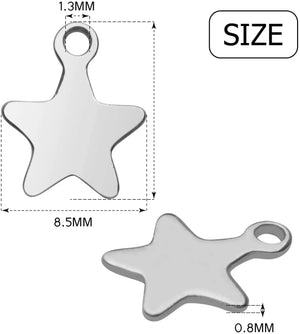 100pcs Stainless Steel Pentagram Star Charms for DIY Jewelry Making