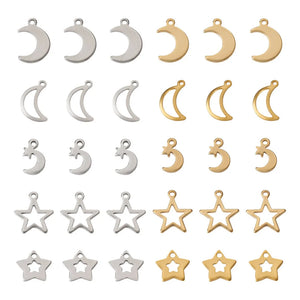 100pcs Mixed Stainless Steel Charms for Jewelry Making