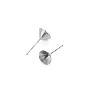 100pcs Cup Earring Stud Findings Silver Tone DIY Jewelry Making