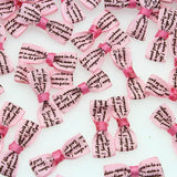 100pcs Pink Letter Printed Bowknot Mini Ribbon Bow 32x10mm