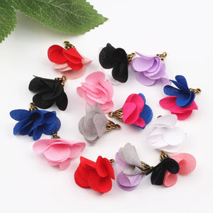 100pcs Satin Flower Tassel Charm Pendants for Jewelry Making
