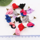 100pcs Satin Flower Tassel Charm Pendants for Jewelry Making
