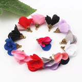 100pcs Satin Flower Tassel Charm Pendants for Jewelry Making
