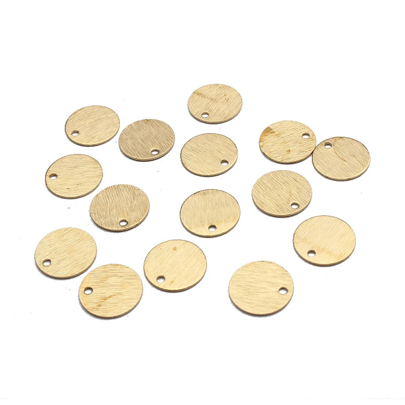 100pcs Brass Round Dog Tag Charm Pendants for Jewelry Making