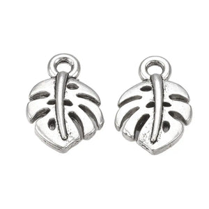 100pcs Tibetan Monstera Leaf Charms for DIY Jewelry Making 14*9.5*3mm