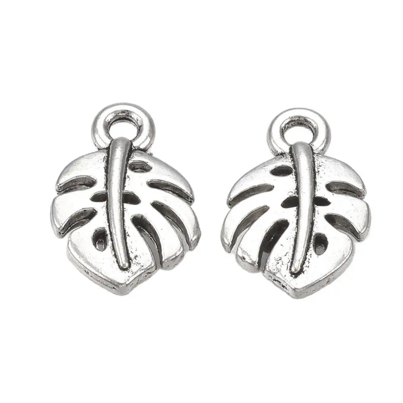 100pcs Tibetan Monstera Leaf Charms for DIY Jewelry Making 14*9.5*3mm